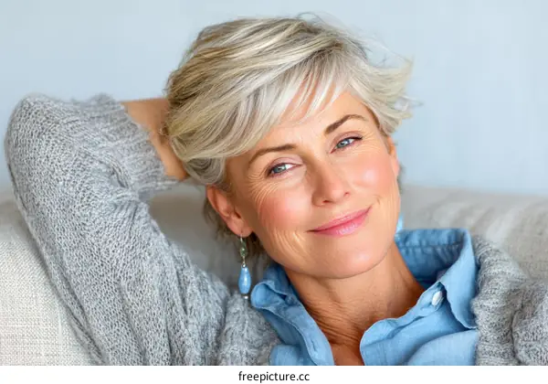 Relaxed Senior Woman in a Cozy Setting