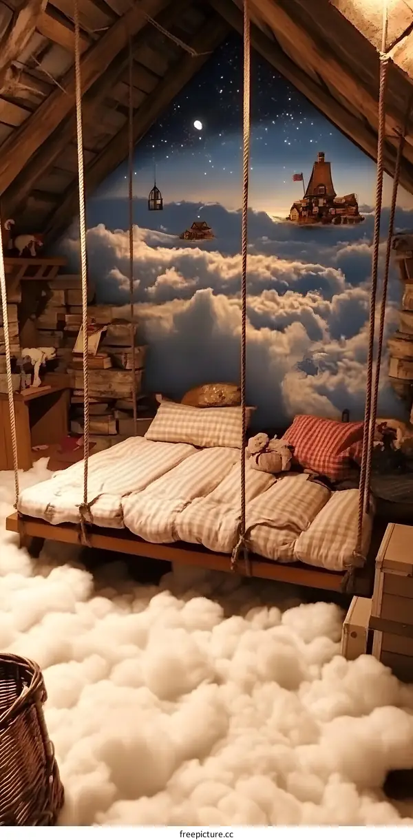 Dreamy Bed in a Sky Themed Attic