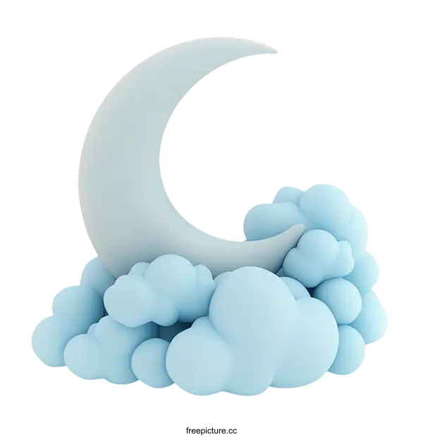 [Transparent Background PNG]Pastel Moon and Clouds Illustration