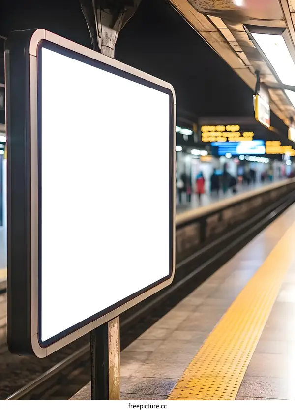Blank Billboard in Subway Station