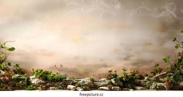 Artistic Fantasy Background with Green Plants