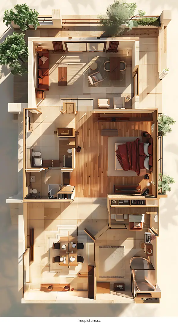 Top view of a luxury apartment