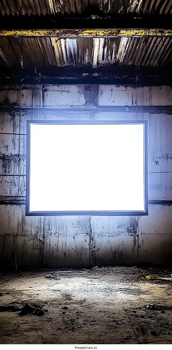 Empty Room with White Blank Billboard