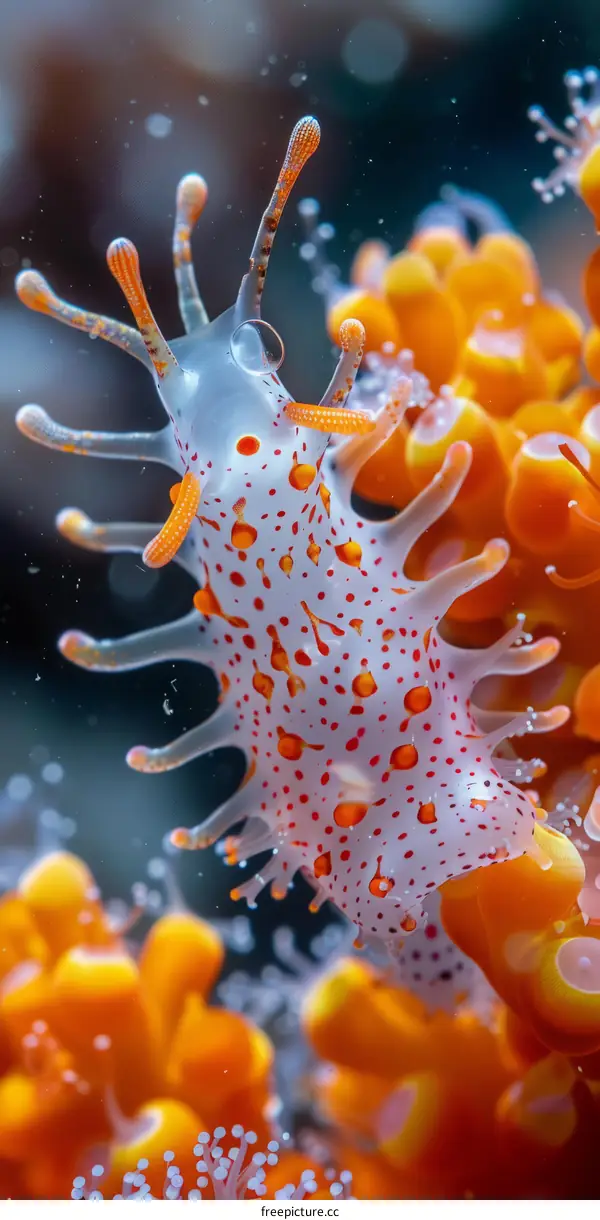 Vibrant Nudibranch with White and Red Spots
