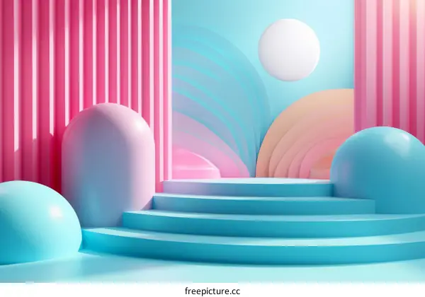 Abstract Geometric Podium with Pastel Colors