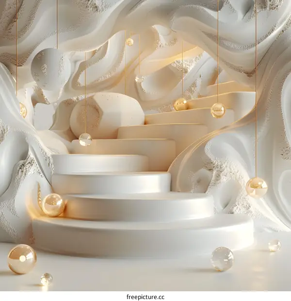 White Geometric Staircase and Spheres in Space