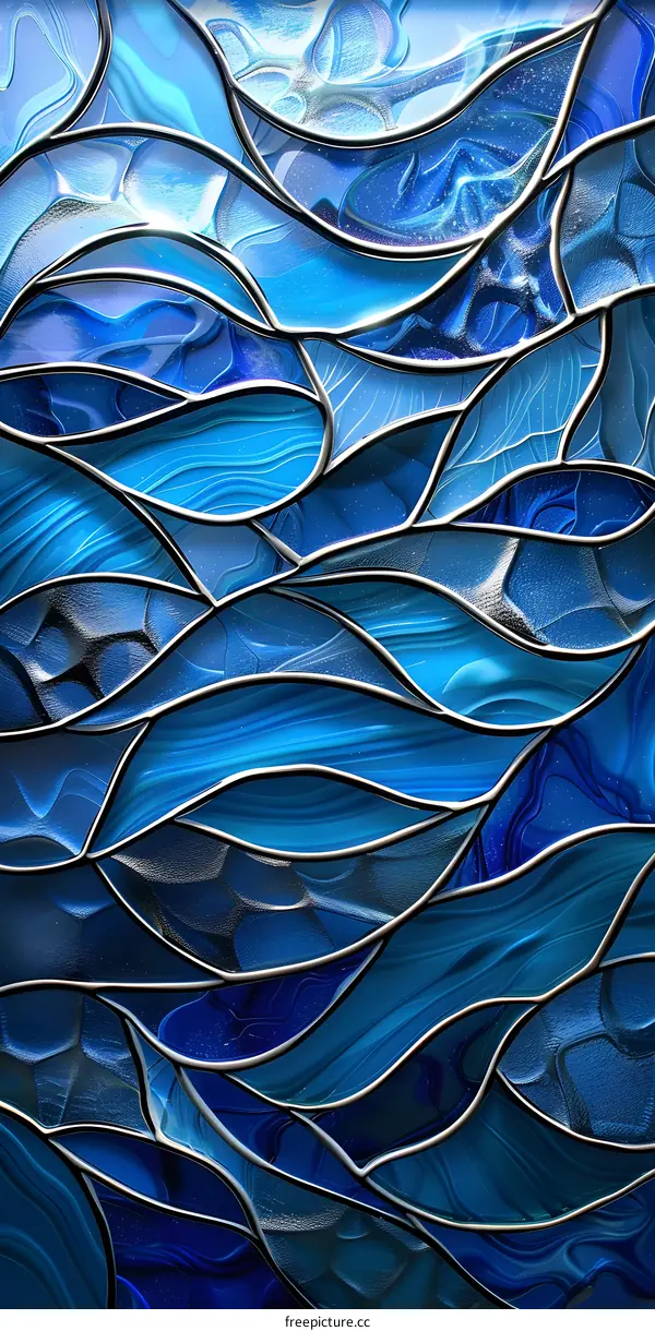 Blue stained glass mosaic artwork