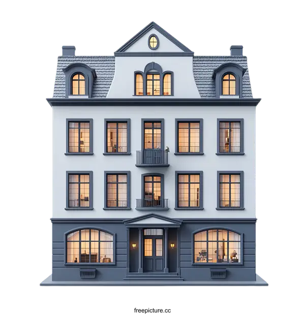 [Transparent Background PNG]Elegant European Style Apartment Building
