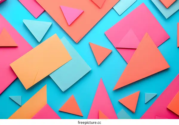 Abstract Geometric Shapes on Blue Background