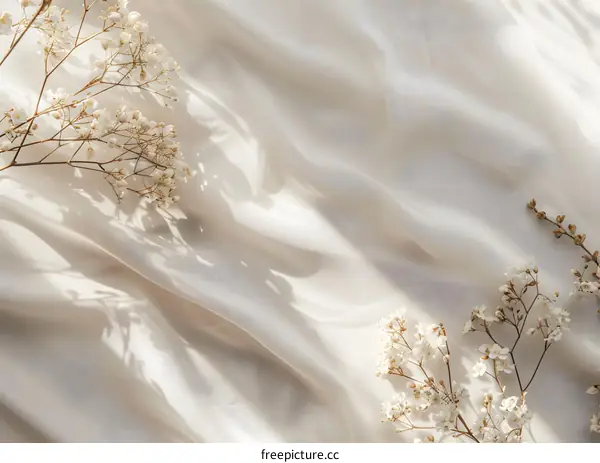 White Flowers and Fabric Texture With Sunlight