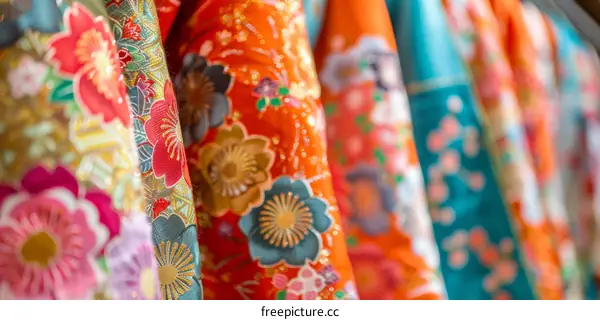 Colorful kimono with floral patterns