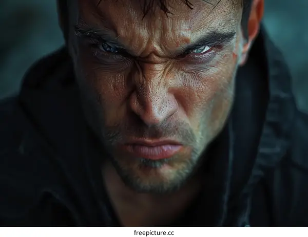 Close-up Angry Man Portrait