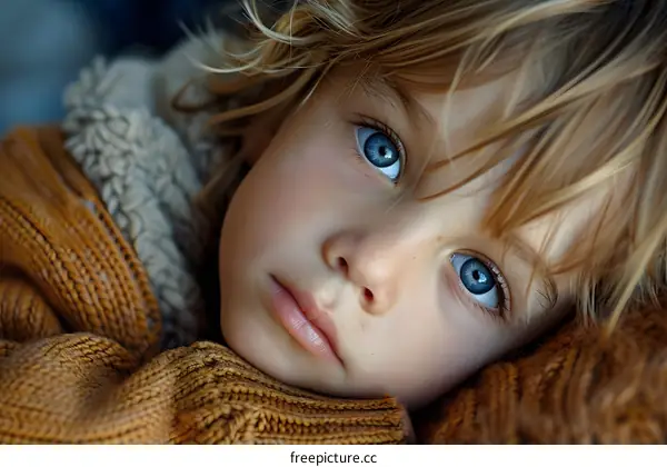 Portrait of a young boy with blue eyes