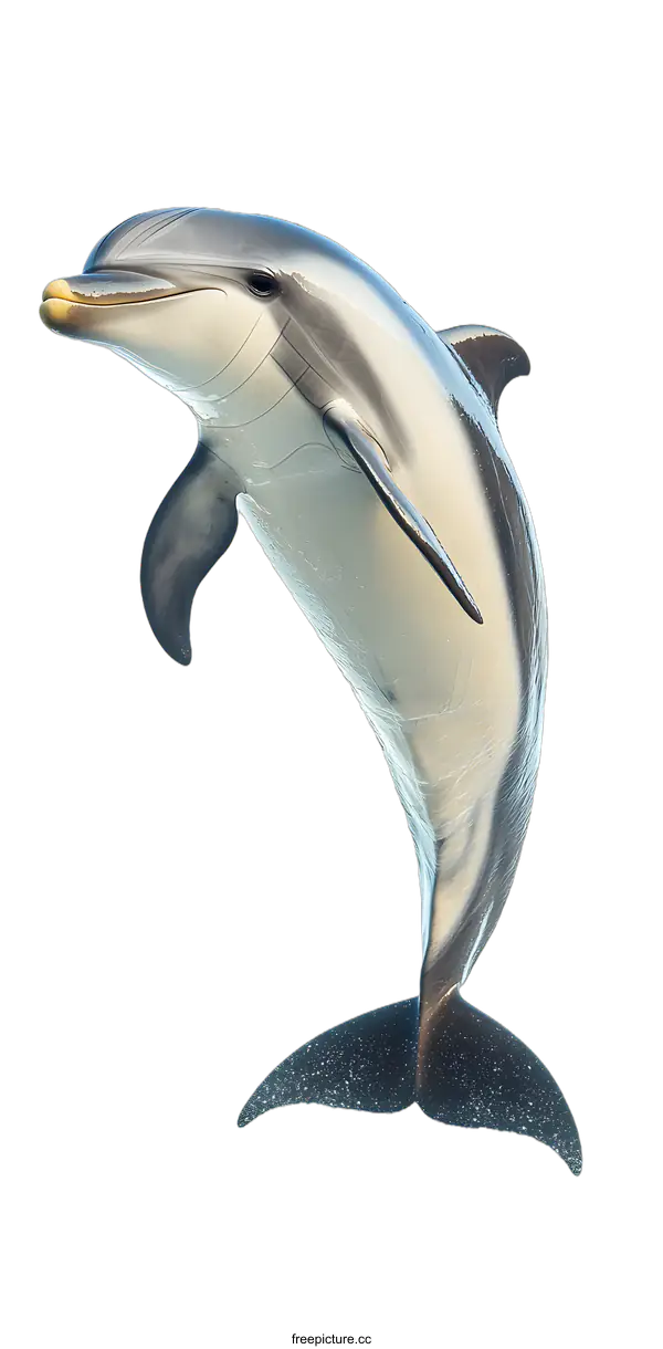 [Transparent Background PNG]Dolphin Jumping Out of Water Against White Background