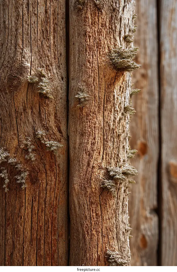 Closeup Texture of Weathered Wooden Logs