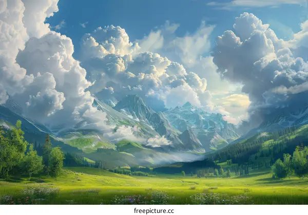 Stunning Mountain Landscape Under a Sky of Clouds