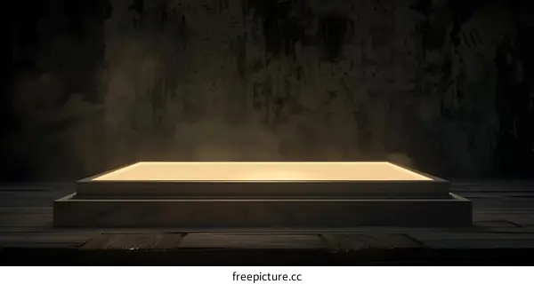 Glowing Platform With Smoke In Dark Background