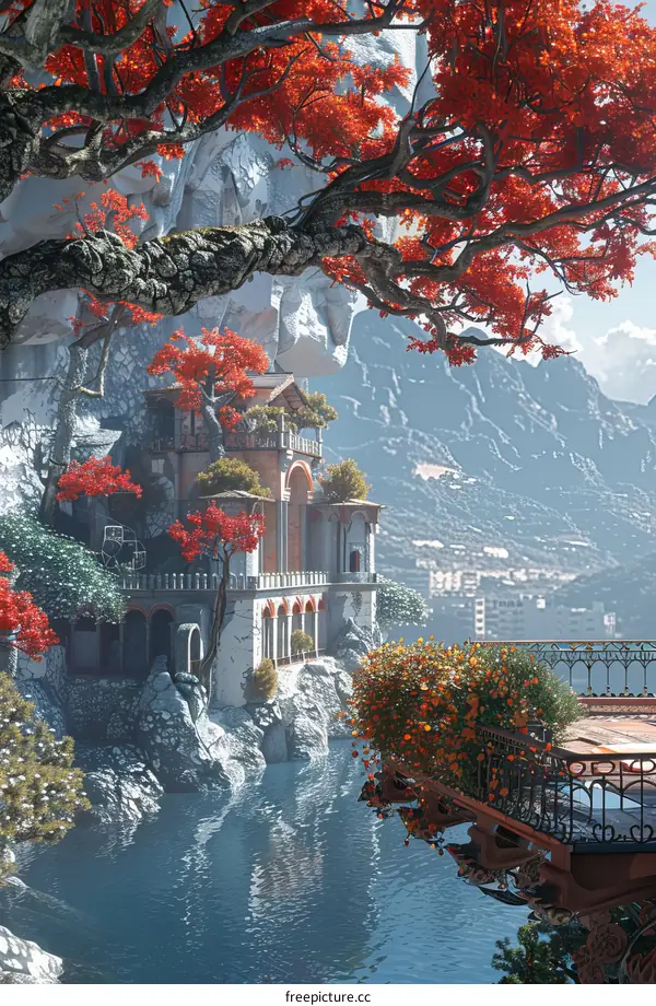 Fantasy House on a Cliffside