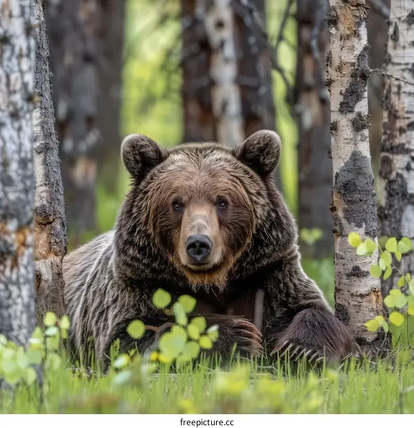 Majestic Brown Bear in the Taiga Forest