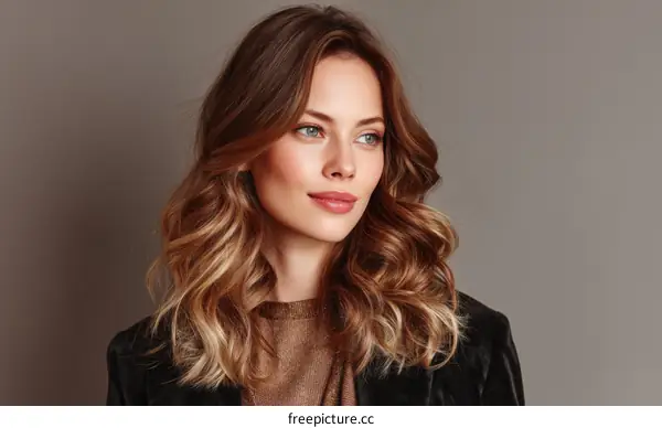 Beautiful Woman with Stylish Hair and Makeup