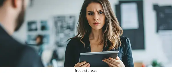 Businesswoman Discussing Project with Partner in Office