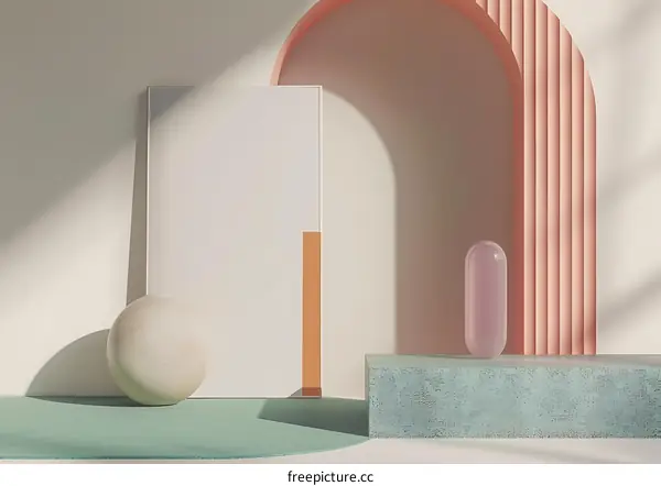 Abstract Minimalist Geometric Shapes in Pastel Colors