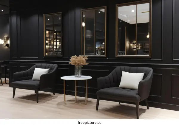 Modern Lounge Area with Black Accents