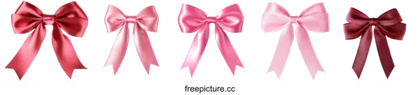 [Transparent Background PNG]Elegant Satin Ribbon Bows in Various Shades