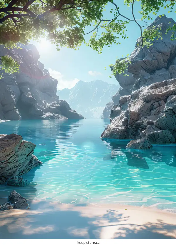 Rocky Mountains Panorama with Lake