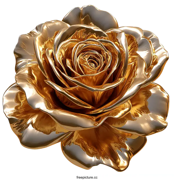 [Transparent Background PNG]Golden Rose Illustration Art