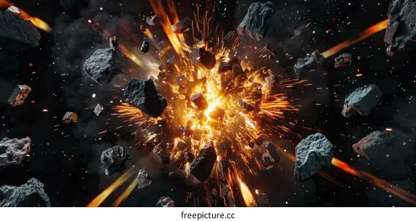 Asteroid collision in deep space