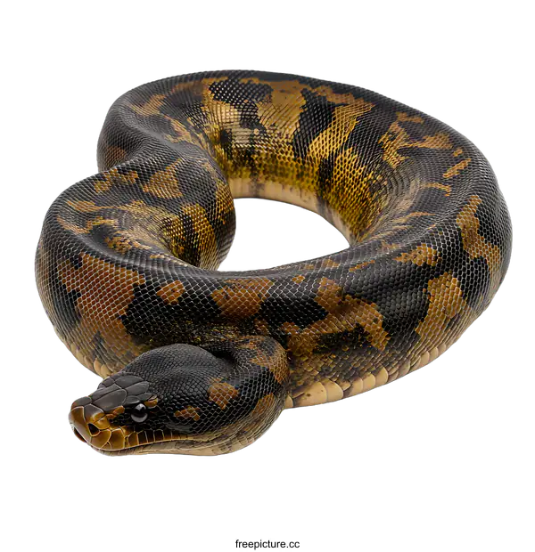 [Transparent Background PNG]Closeup of a Golden Child Python Snake