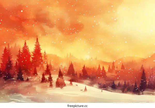 Snowy Forest in the Mountains