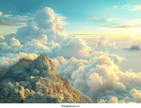 Majestic Mountaintop Above Cloudscape