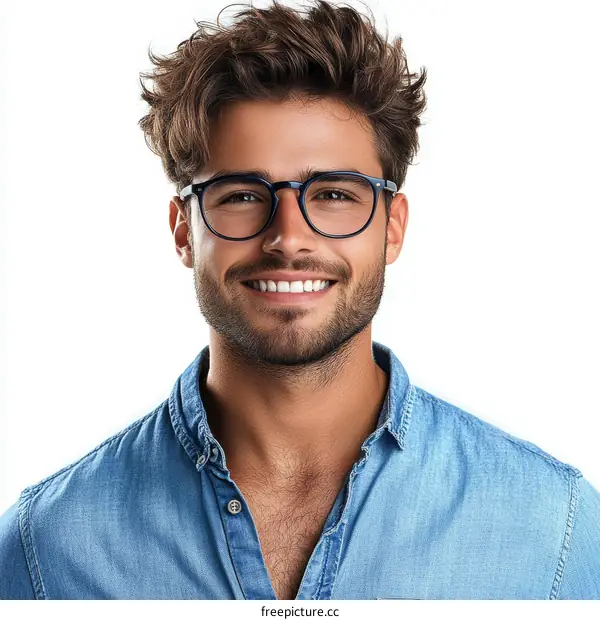Happy Caucasian Man Wearing Glasses