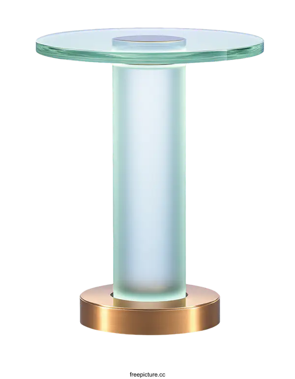 [Transparent Background PNG]Modern Glass Table with a Polished Bronze Base