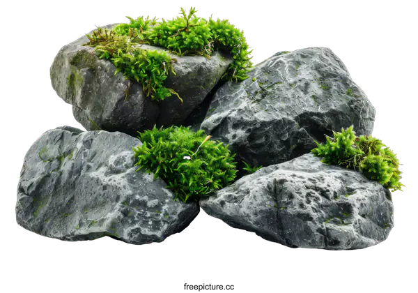 [Transparent Background PNG]Moss Covered Rocks on transparent background
