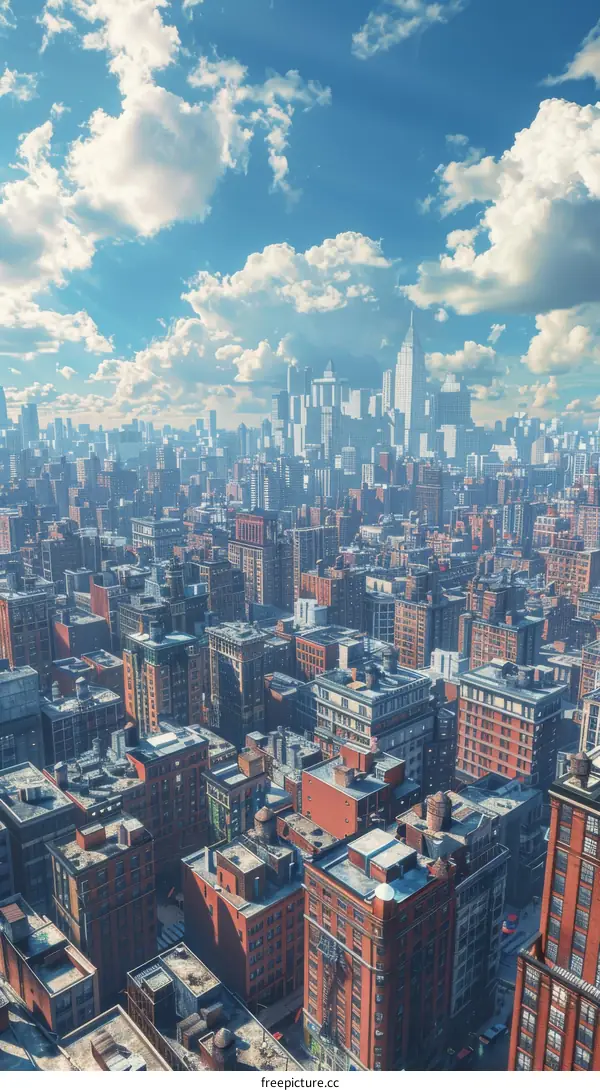 A vibrant metropolis brimming with towering skyscrapers and a bustling cityscape