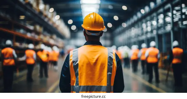 A group of workers in a warehouse