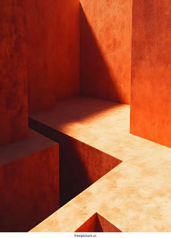 Abstract Orange Minimalist Architecture Design 3D Illustration