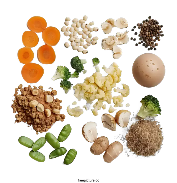 [Transparent Background PNG]Healthy Food Ingredients Top View Photo