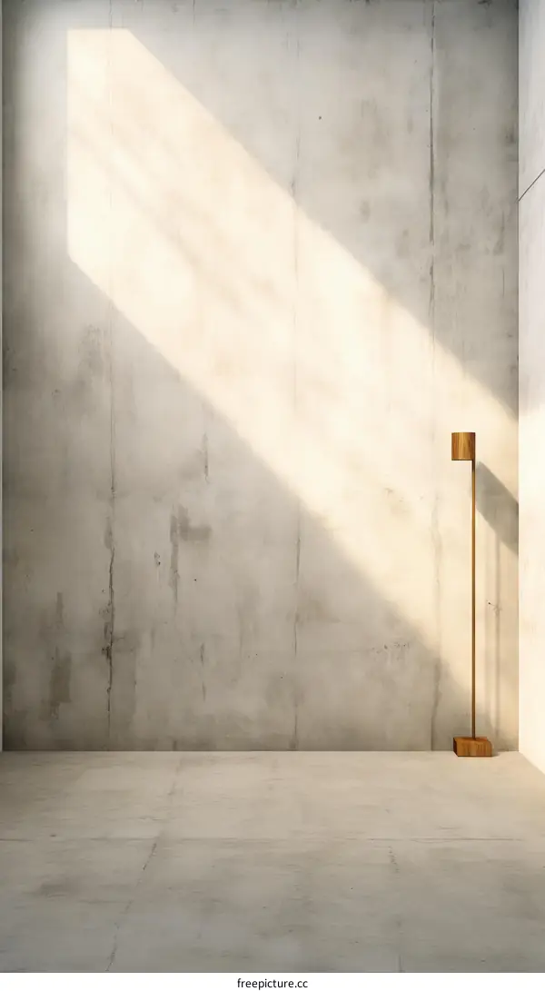 An empty room with a single lamp