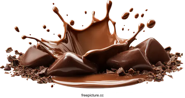 [Transparent Background PNG]Chocolate Splash with Chopped Pieces