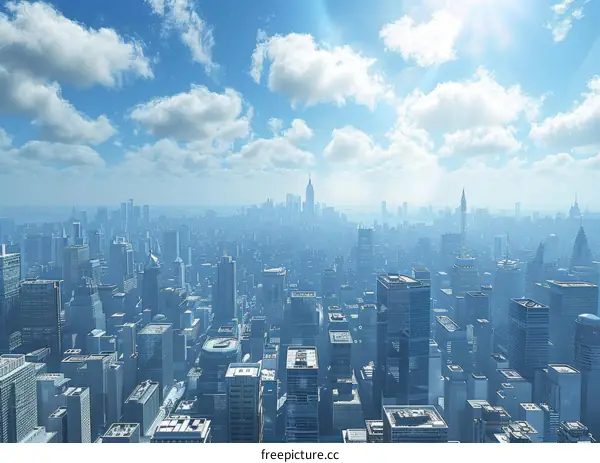 Towering Skyscrapers Against a Bright Blue Sky