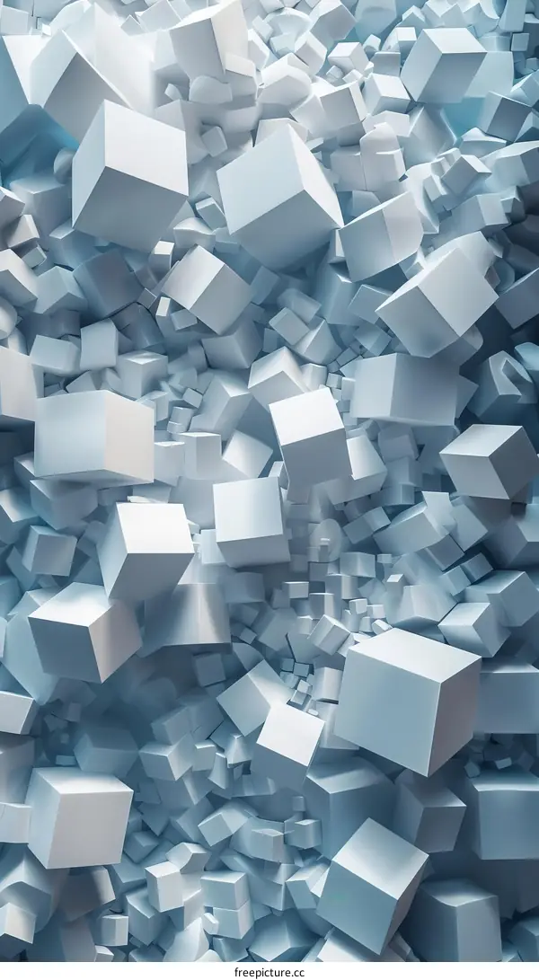 Blue and White 3D Cubes Abstract Background