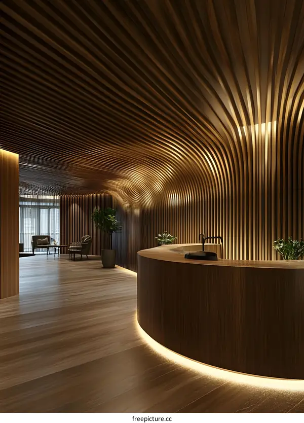 Modern Wooden Interior Design with Curved Ceiling