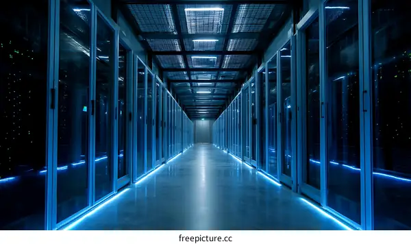 Modern Data Center Server Room Interior