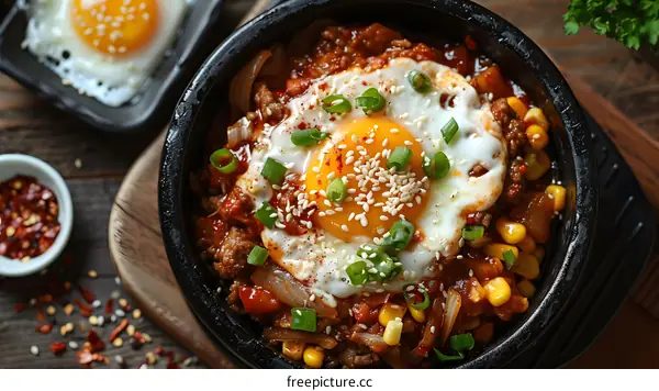 Korean spicy pork and egg rice