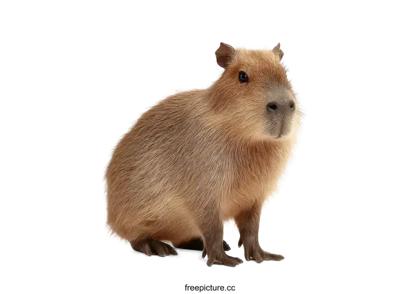 [Transparent Background PNG]Closeup of a Capybara on a White Background