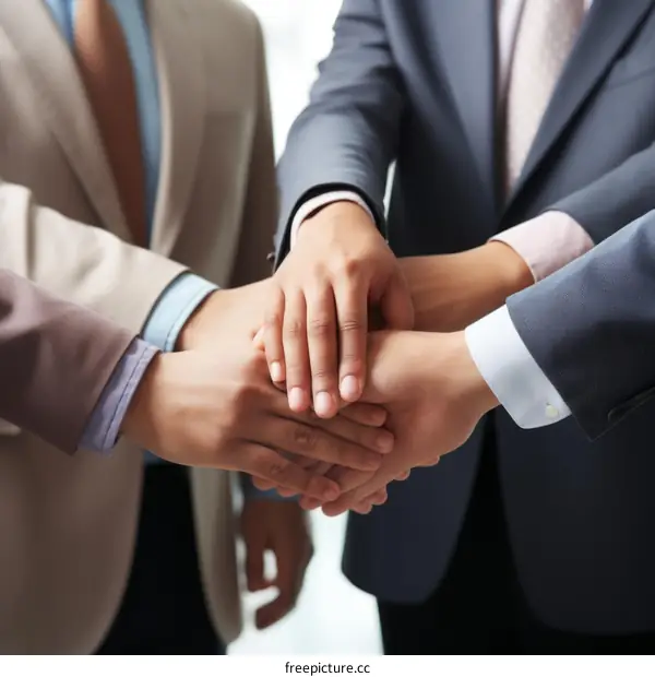 Business people joining hands together in unity and teamwork